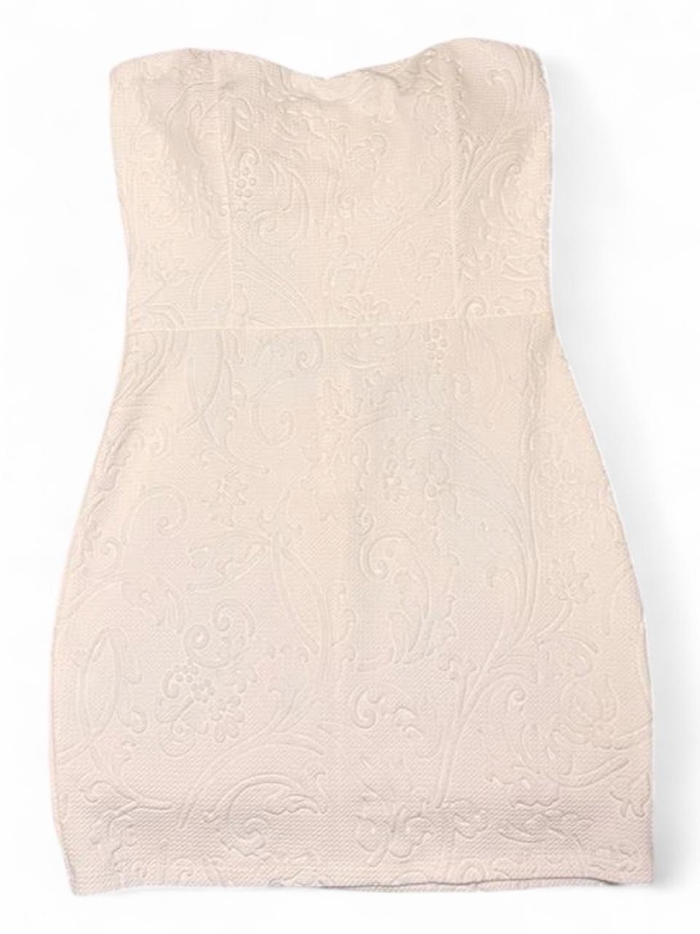 Windsor White Strapless Floral Jacquard Mini Dress Bridal Bachelorette Medium